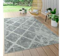 Paco Home Tapis Intérieur & Extérieur Terrasse Et Balcon Résistant Aux Intempéries Moderne Motif Géométrique, Dimension:80x150 cm, Couleur:Gris 2