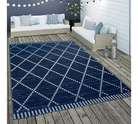 Paco Home Tapis Intérieur & Extérieur Tissage À Plat Ethnique Géométrique Design scandinave en Bleu Blanc, Dimension:80x150 cm