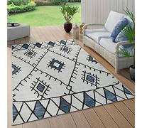 Paco Home Tapis Intérieur & Extérieur Tissage À Plat Géométrique Abstrait Design Losanges Ethnique Bleu, Dimension:160x220 cm