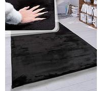 Paco Home Tapis Poils Longs Salon Fausse Fourrure Très Douce Uni en Diff. Coloris Et Tailles, Dimension:120x160 cm, Couleur:Noir