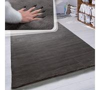 Paco Home Tapis Poils Longs Salon Fausse Fourrure Très Douce Uni en Diff. Coloris Et Tailles, Dimension:200 cm carré, Couleur:Gris Foncé