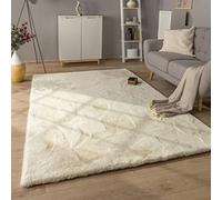 Paco Home Tapis Poils Longs Tapis De Salon Shaggy Imitation Fourrure Lapin Fausse Fourrure Moelleux, Dimension:60x100 cm, Couleur:Crème