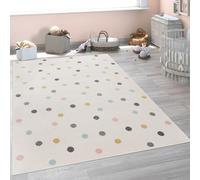 Paco Home Tapis pour Enfant Chambre d'enfant Fille Garçon Différents Motifs Et Tailles, Dimension:160 cm Rond, Couleur:Gris Beige