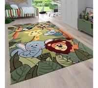 Paco Home Tapis pour Enfant Poils Ras Chambre Enfant avec Motifs Animaux et Jungle, Dimension:80x150 cm, Couleur:Vert