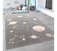 Paco Home Tapis pour Enfants, Tapis De Jeux Planètes Et Étoiles, Chambre d'enfant Gris, Dimension:120x170 cm