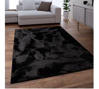 Paco Home Tapis Salon Adulte Poil Long Shaggy Lavable En Machine Moelleux Pelucheux Noir Noir 140x200 cm