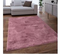 Paco Home Tapis Salon Adulte Poil Long Shaggy Lavable En Machine Moelleux Pelucheux Rosa_Rose Mauve Lilas 80 cm rond