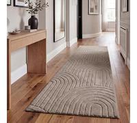 Paco Home Tapis Salon Chambre à Coucher Moelleux Uni Aspect 3D Entretien Facile Design Moderne Lavable Taupe, Dimension:80x300 cm