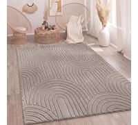 Paco Home Tapis de salon Chambre à coucher Tapis à poils longs Doux Lavable Uni Aspect 3D Taupe Taupe 200x280 cm