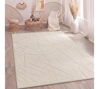 Paco Home Tapis Salon Chambre à Coucher Moelleux Uni Aspect 3D Entretien Facile Design Moderne Lavable Beige, Dimension:240x340 cm