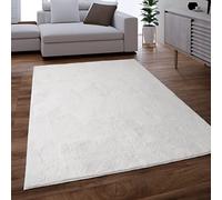 Paco Home Tapis Salon Chambre Adulte Poil Long Shaggy Moelleux Pelucheux Blanc, Dimension:160 cm Rond