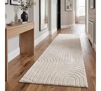 Paco Home Tapis Salon Chambre Adulte Poil Long Shaggy Motif Scandinave Motif Boho Arc-en-Ciel Lavable Beige Crème, Dimension:80x150 cm
