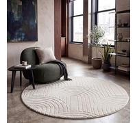 Paco Home Tapis Salon Chambre Adulte Poil Long Shaggy Motif Scandinave Motif Boho Arc-en-Ciel Lavable Beige Crème, Dimension:120 cm Rond