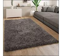 Paco Home Tapis Salon Chambre Adulte Poil Long Shaggy Pelucheux Moderne Uni, Dimension:80x150 cm, Couleur:Anthracite