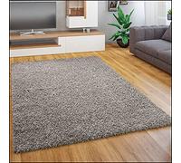 Paco Home Tapis Salon Chambre Adulte Poil Long Shaggy Pelucheux Uni Moderne Moelleux, Dimension:80x150 cm, Couleur:Gris