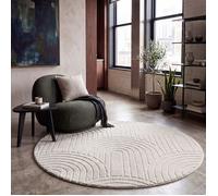 Paco Home Tapis Salon Chambre Adulte Poil Long Shaggy Scandinave Boho Arc-en-ciel Crème Crème 120 cm rond
