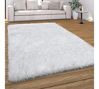 Paco Home Tapis Salon Chambre Adulte Poil Long Shaggy Uni Pelucheux Moderne, Dimension:80x150 cm, Couleur:Blanc