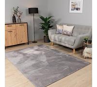 Paco Home Tapis Salon Chambre Adulte Poils Ras Lavable en Machine Uni Moelleux, Dimension:80x150 cm, Couleur:Gris