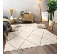 Paco Home Tapis Salon Chambre Adulte Poils Ras Motif Boho Motif Scandinave, Dimension:80x150 cm, Couleur:Beige 2