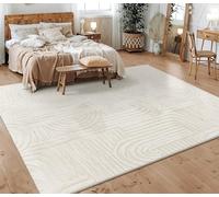 Paco Home Tapis Salon Chambre Adulte Poils Ras Motif Scandinave Motif Boho Motif Geometrique, Dimension:120x160 cm, Couleur:Crème 7