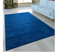 Paco Home Tapis Salon Chambre Adulte Poils Ras Naturel Uni Tissé A La Main Moderne Bleu 120x170 cm Bleu