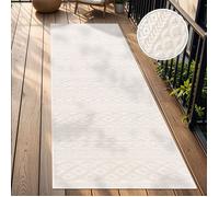 Paco Home Tapis Salon Chambre Adulte Poils Ras Uni Motif Boho Motif Scandinave Crème Crème Crème 80x150 cm
