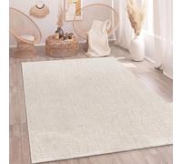 Paco Home Tapis Salon Chambre Poils-Hauts Design Scandinave Uni Style Boho Abstrait 3D Moelleux Lavable Décoration Crème, Dimension:80x150 cm