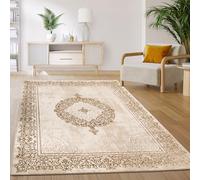 Paco Home Tapis Salon Chambre Vintage Oriental Abstrait Motif Moderne Beige Blanc, Dimension:80x150 cm