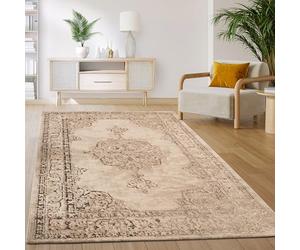 Paco Home Tapis Salon Chambre Vintage Oriental Abstrait Motif Moderne Beige, Dimension:160x220 cm