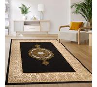 Paco Home Tapis Salon Chambre Vintage Oriental Abstrait Motif Moderne Noir Or, Dimension:80x150 cm