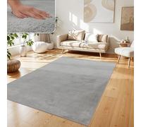 Paco Home Tapis Salon Fausses Fourrures Doux Lavable Moderne Élégant Facile À Entretenir Effet Fourrure Uni Brillant Douillet À Poils Longs, Dimension:240x340 cm, Couleur:Gris