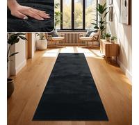 Paco Home Tapis Salon Fausses Fourrures Doux Lavable Moderne Élégant Facile À Entretenir Effet Fourrure Uni Brillant Douillet À Poils Longs, Dimension:80x150 cm, Couleur:Noir
