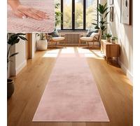 Paco Home Tapis Salon Fausses Fourrures Doux Lavable Moderne Élégant Facile À Entretenir Effet Fourrure Uni Brillant Douillet À Poils Longs, Dimension:80x300 cm, Couleur:Pink