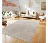 Paco Home Tapis Salon Fausses Fourrures Doux Lavable Moderne Élégant Facile À Entretenir Effet Fourrure Uni Brillant Douillet À Poils Longs, Dimension:140x200 cm, Couleur:Beige