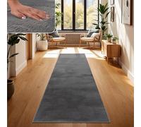 Paco Home Tapis Salon Fausses Fourrures Doux Lavable Moderne Élégant Facile À Entretenir Effet Fourrure Uni Brillant Douillet À Poils Longs, Dimension:80x150 cm, Couleur:Anthracite
