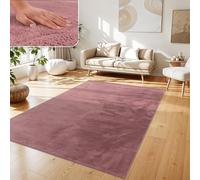 Paco Home Tapis Salon Fausses Fourrures Doux Lavable Moderne Élégant Facile À Entretenir Effet Fourrure Uni Brillant Douillet À Poils Longs, Dimension:140x200 cm, Couleur:Violet Rose