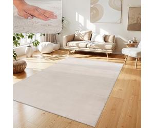 Paco Home Tapis Salon Fausses Fourrures Doux Lavable Moderne Élégant Facile À Entretenir Effet Fourrure Uni Brillant Douillet À Poils Longs, Dimension:160x220 cm, Couleur:Crème