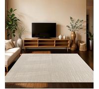 Paco Home Tapis Salon Haute Mèche Design Scandinave Boho Uni Texture Douce Crème Crème 120x170 cm