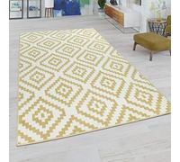 Paco Home Tapis Salon Losanges Pastel Ethnique Bohème, Dimension:200x280 cm, Couleur:Jaune-Blanc
