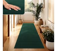 Paco Home Tapis Salon Moelleux Ultra Doux à Poils Courts - Antidérapant, Lavable, Confort Idéal pour Salon et Chambre, Dimension:80x300 cm, Couleur:Vert