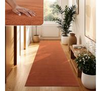 Paco Home Tapis Salon Moelleux Ultra Doux à Poils Courts - Antidérapant, Lavable, Confort Idéal pour Salon et Chambre, Dimension:80x300 cm, Couleur:Cuivre