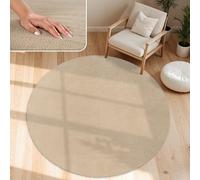 Paco Home Tapis Salon Moelleux Ultra Doux à Poils Courts - Antidérapant, Lavable, Confort Idéal pour Salon et Chambre, Dimension:200 cm Rond, Couleur:Beige 2