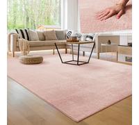 Paco Home Tapis Salon Moelleux Ultra Doux à Poils Courts - Antidérapant, Lavable, Confort Idéal pour Salon et Chambre, Couleur:Rose Clair, Dimension:160x220 cm