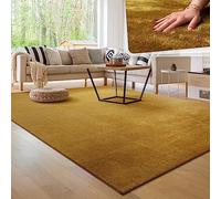 Paco Home Tapis Salon Moelleux Ultra Doux à Poils Courts - Antidérapant, Lavable, Confort Idéal pour Salon et Chambre, Dimension:140x200 cm, Couleur:Jaune