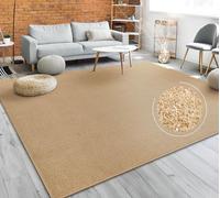 Paco Home Tapis Salon Uni Sobre Et Moderne Poils Ras, Diff. Tailles/Coloris, Dimension:120 cm Rond, Couleur:Or