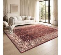 Paco Home Tapis Salon Vintage Retro Oriental Poils Courts Antiderapant Surface Douce Facile Entretien Chambre Salle a Manger, Couleur:Ivoire-Rouge, Dimension:120x160 cm