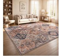 Paco Home Tapis Vintage Boho Moderne Salon Ras Court Lavable Antiderapant Beige Multicolore Beige 240x340 cm