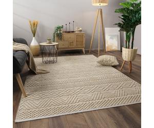 Paco Home Tappeto Salotto Moderno Soggiorno Pelo Corto Motivo Scandinavo Motivo Boho Crema Crème 80x150 cm