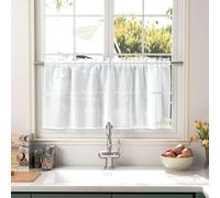 Pacok Rideau brise-bise moderne en voile - 60 x 120 cm (H x l) - Demi rideaux pour fenêtre de salon - Transparent - Blanc - Pour cuisine, caravane, chambre à coucher, salle de bain