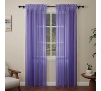 Pacok Rideaux en Voile Violets, 84 cm de Longueur 2 Panneaux de Rideau Transparent pour Fenêtres, Poche pour Tringle Rideau Transparent en Voile pour Salon Cuisine Chambre W56xL84 Pouces (Violet, 142